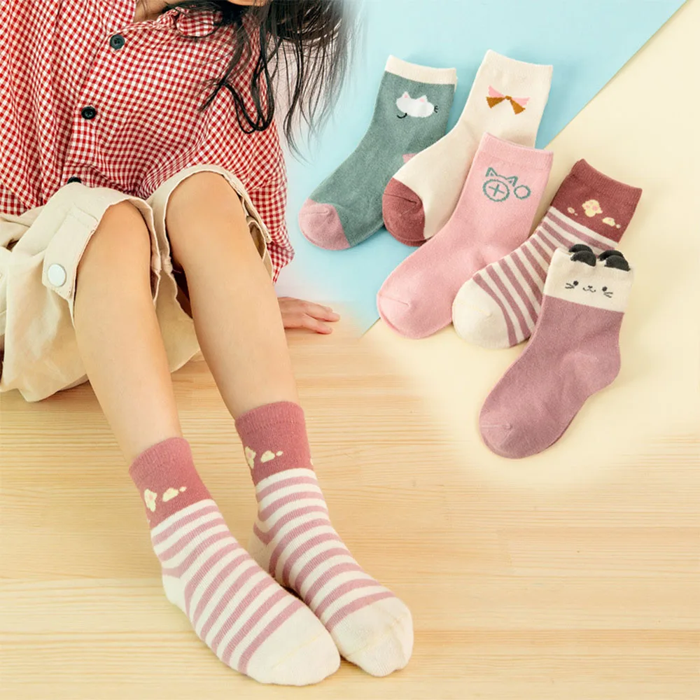 5 Pairs Of Baby Socks In Middle Tube, Soft Cotton, Comfortable And Breathable