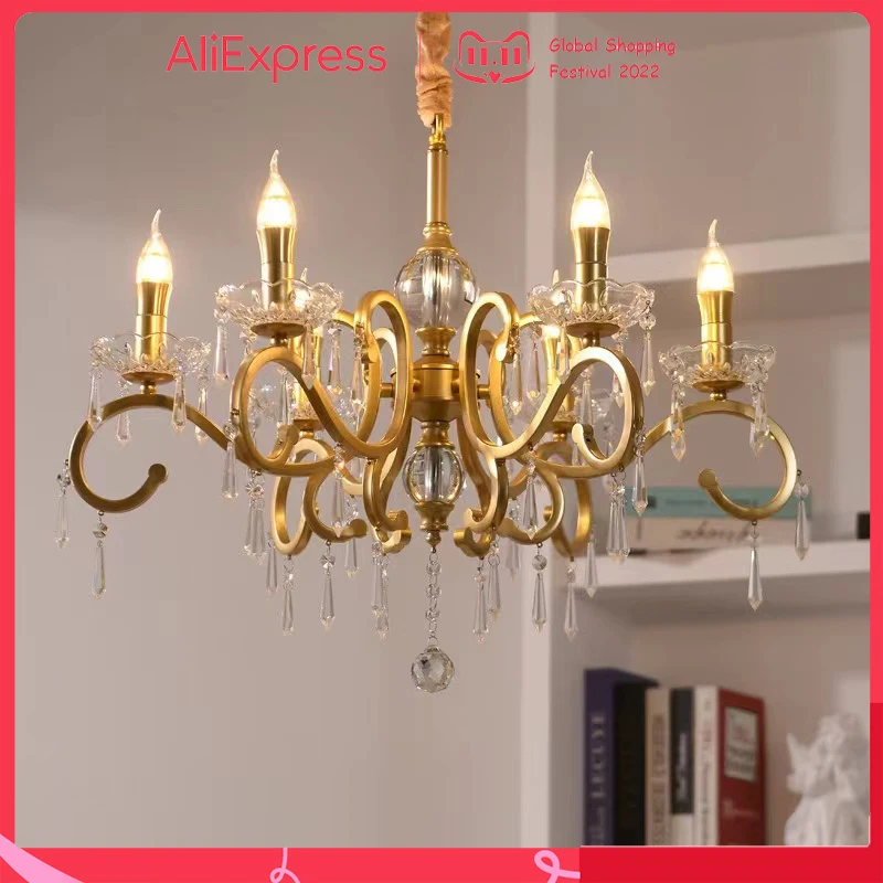 

Modern Crystal Candle Chandelier For Villa Living Dining Room Kitchen Home Decor LED Indoor Lighting lamparas colgantes para tec