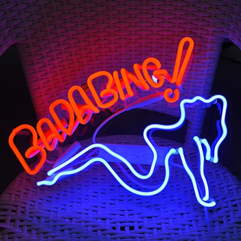 Неоновые вывески Bada Bing Girl пивной бар домашнее искусство неоновый светлый