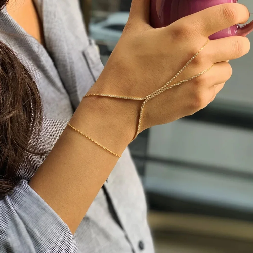 

Женский браслет-цепочка из циркона, свадебный браслет с металлической цепочкой, Подарочная вечерние жутерия