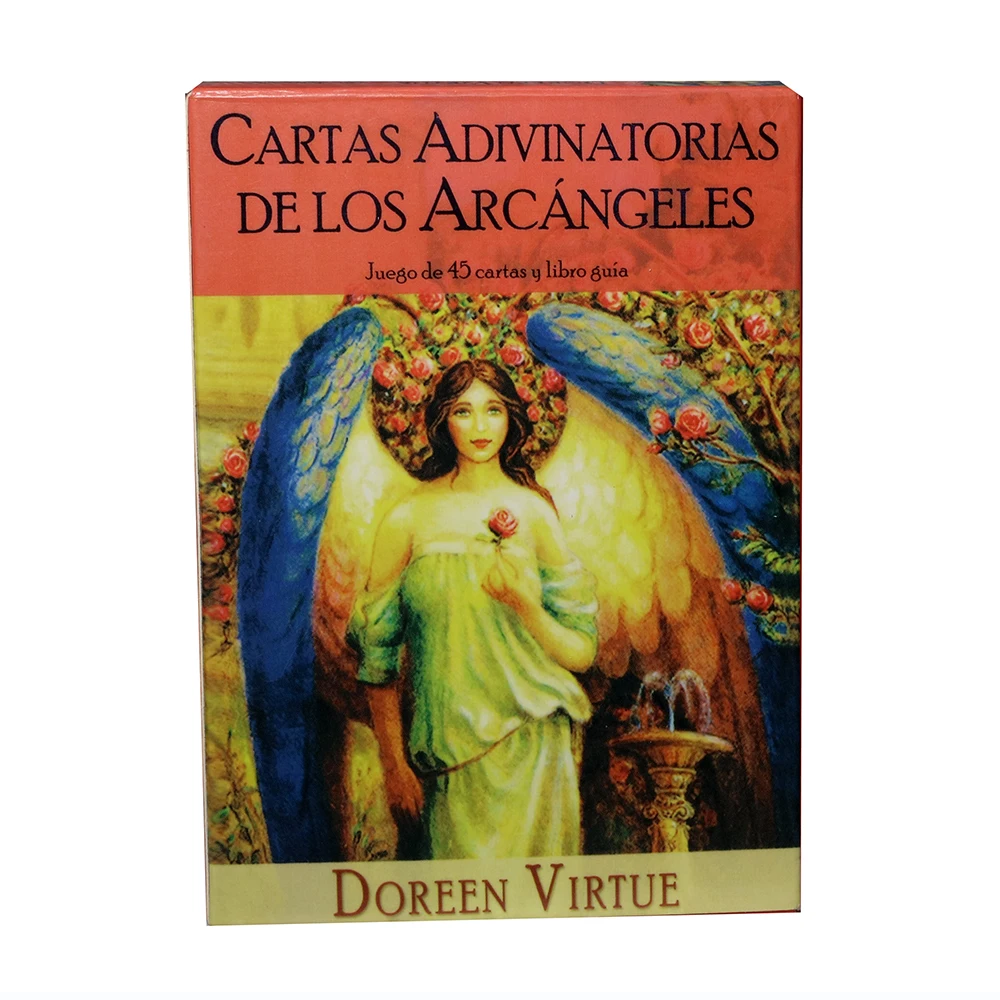 Cartas divinatorias de los Arcángeles de Edición española-Juego de 45 tarjetas y guía PDF, libro de juegos de mesa en Tarot Doreen Virtue