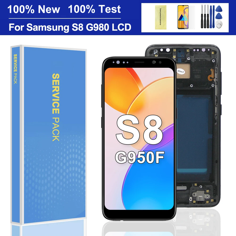 

100% протестированный AAA S8 ЖК-дисплей с рамкой для SAMSUNG Galaxy S8 G950 SM-G950FD дисплей сенсорный экран дигитайзер в сборе Замена