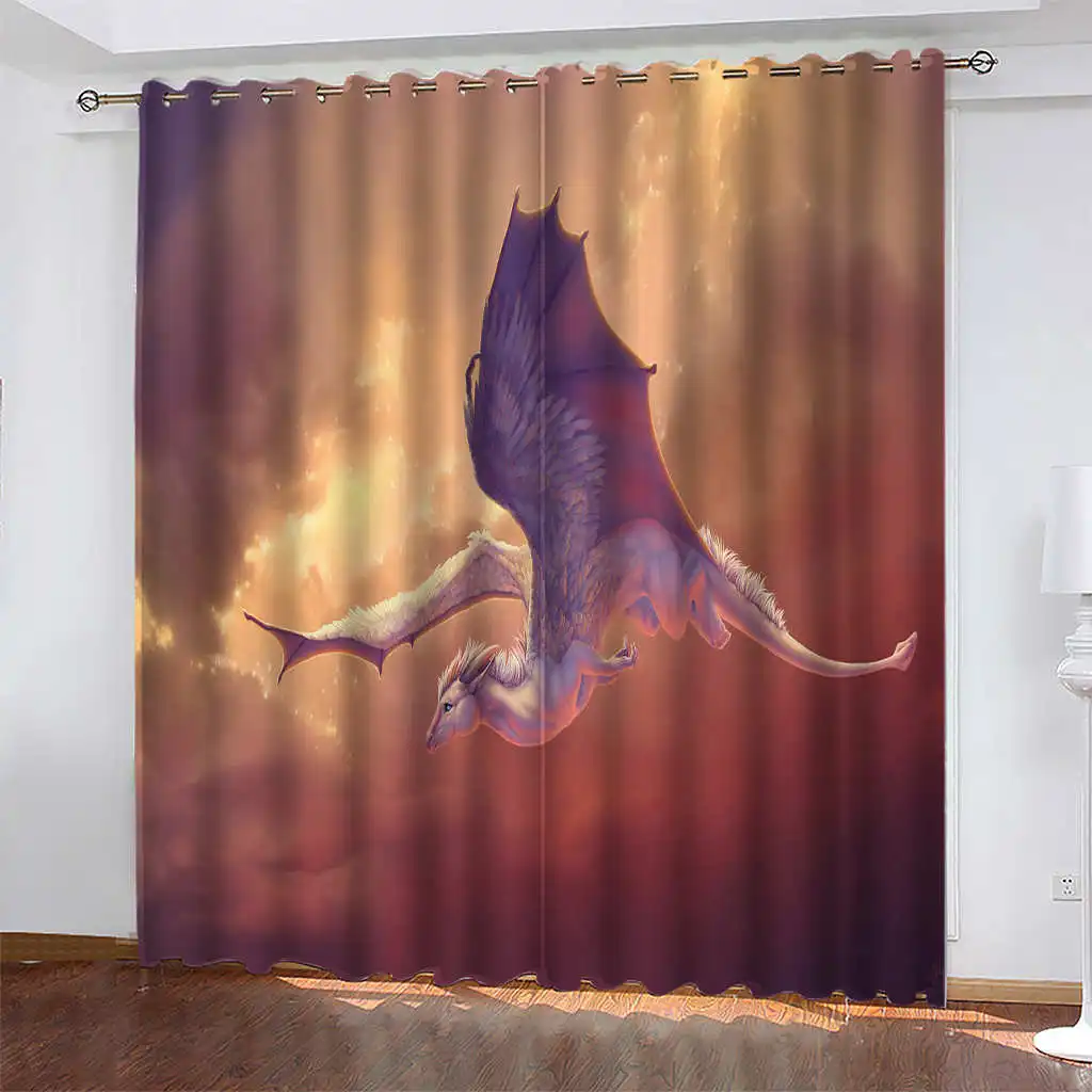 

3D HD Printed Dragons Flying In The Dragon Sky Home Decor Curtains Living Room, Dorm, Company High Blackout Curtains