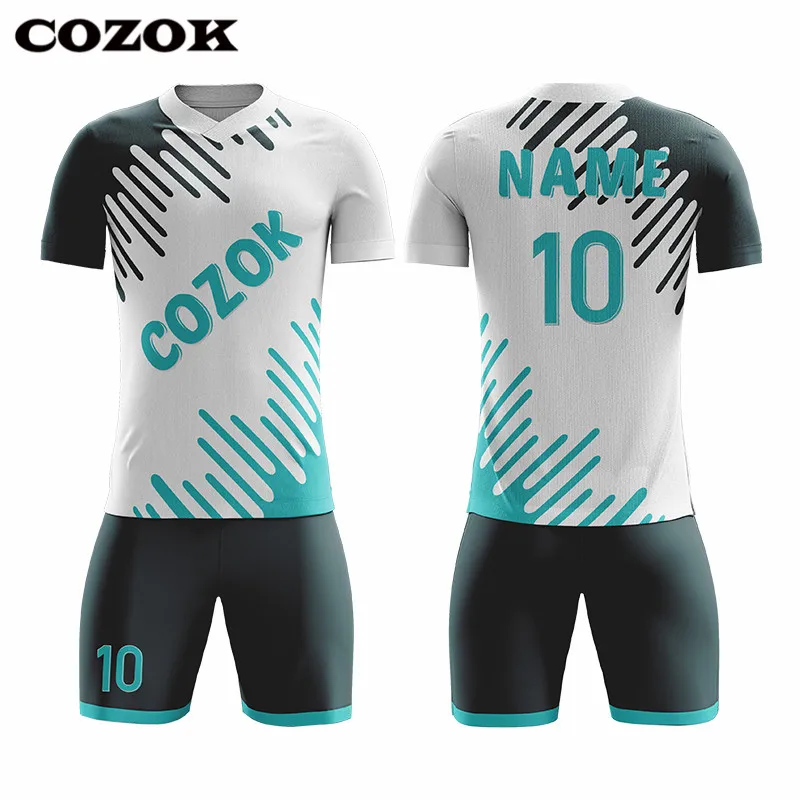 

Custom Adults White Dark Green Football Jerseys Sublimation Football Shirts Sports Training Men Soccer Wear Uniform Sets For Tea