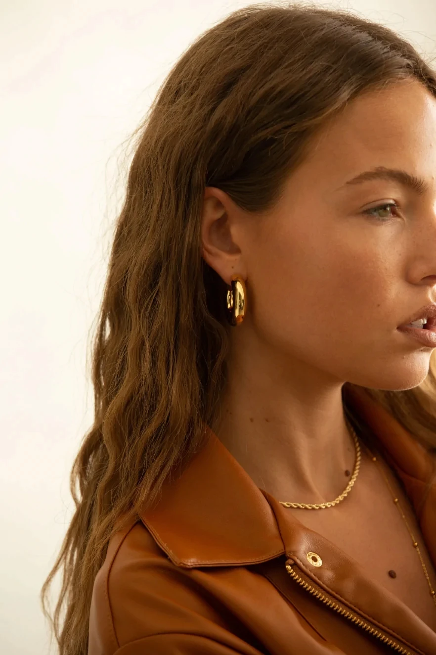 Женские массивные серьги-кольца из нержавеющей стали серебро 18 карат