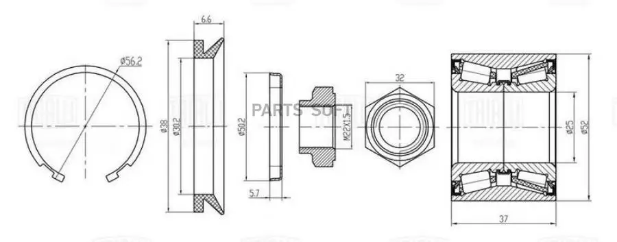 TRIALLI CS3556 Подшипник ступицы для а/м Peugeot 206 (98-) задн.