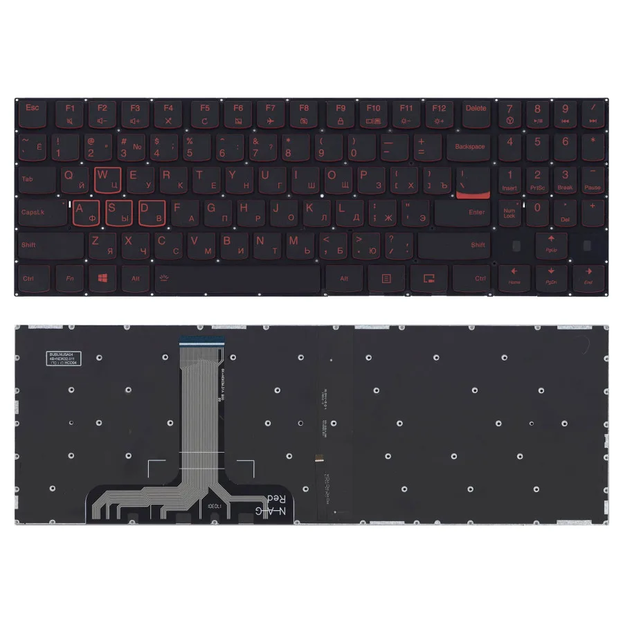 Клавиатура для ноутбука Lenovo Legion Y520 Y520-15IKB черная без рамки красная подсветка |