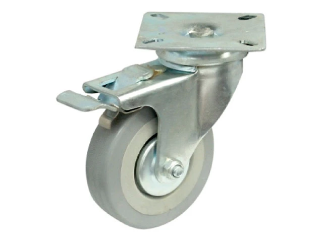 Опора колёсная d50 мм на площадке с фиксатором резиновая STARFIX (SMF-10527) |