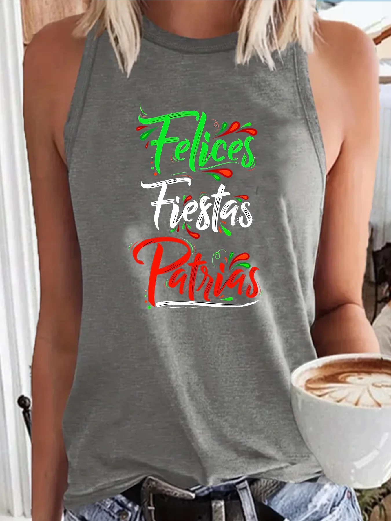 Модная забавная спортивная женская майка Felices Fiestas Patrias Свободный Повседневный