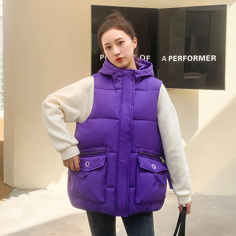 Женский короткий пуховый хлопковый жилет на осень/зиму 2024 свободный