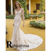 ruhair delicate mermaid wedding dresses backless v neck elegant tulle charming geogeous classic personalised vestidos de novia