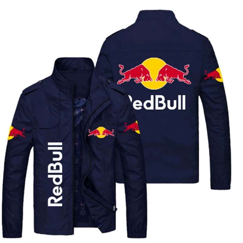 

Новинка 2022, демисезонный мужской повседневный свитшот с логотипом RedBull и воротником-стойкой, кардиган на молнии с длинным рукавом, мужская к...