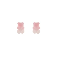 gradient candy color bear stud earrings cute 925 sterling silver gummy candy earrings for women