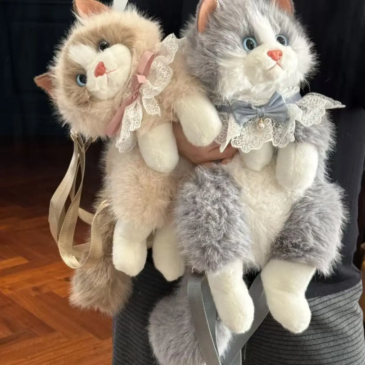 Фото Милый плюшевый рюкзак-кошка для женщин, мягкие пушистые сумки в стиле Y2K №3