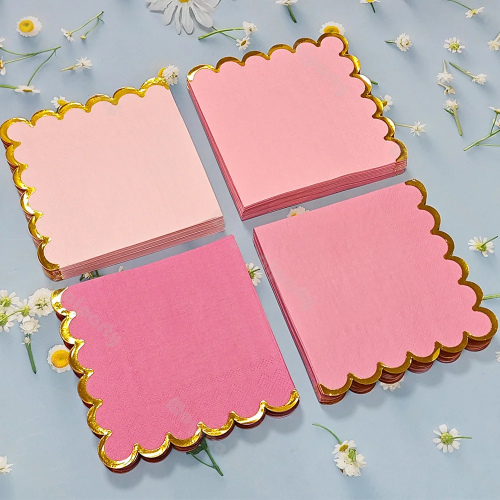 

Одноразовые салфетки 25x25 см с цветочным золотым краем, набор из 20 шт.