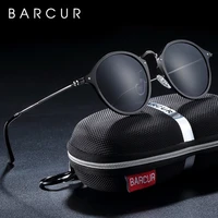 barcur aluminum magnesium vintage sunglasses for men polarized round sun glasses women retro eyewear oculos masculino