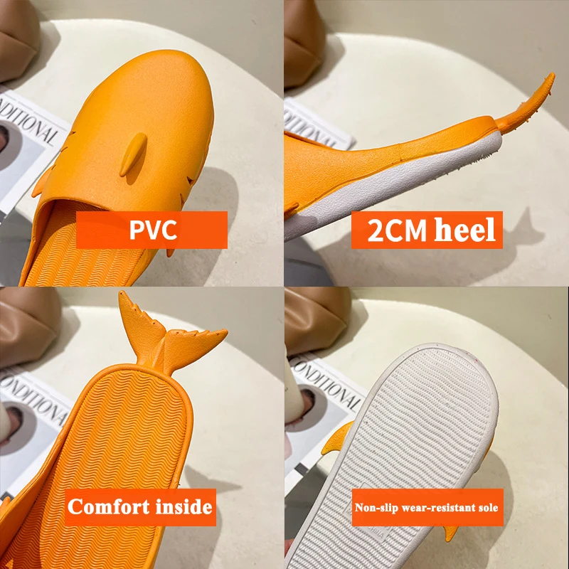 Personality Funny Shark Slippers Couple Baotou Women Men Summer Travel Beach Shoes Flip Flop Claquette Pantufa Feminina 2022