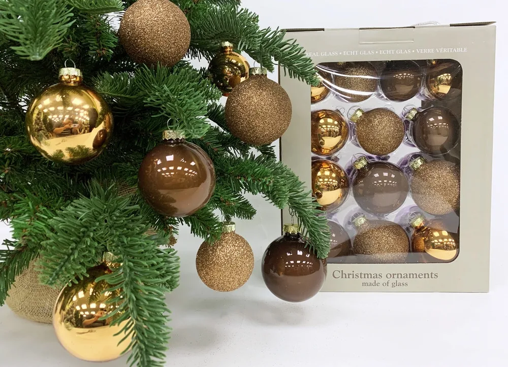 На­бор ша­ров ChristmasDeLuxe шо­ко­лад­ное суф­ле (стекло) 86773 26 шт. в ко­роб­ке