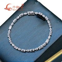 s925 silver marquise and emerald shape linked bracelet with d vvs white moissanite diamond jewelry for women gift datting