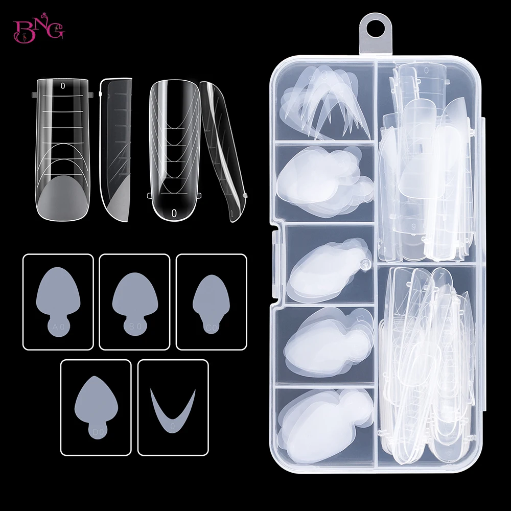 

Dual Form Nails French Line Sticker For Poly Nails Gel Reusable Silicone Pads Quick Extension Building Mold Top Form Manicure