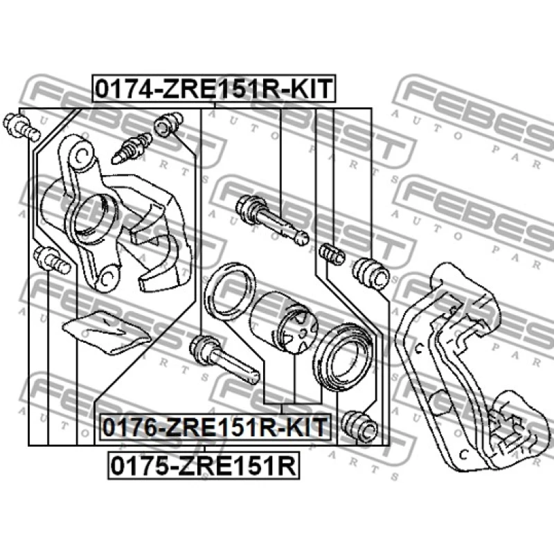 Втулка направляющая суппорта тормозного заднего 0174-ZRE151R-KIT FEBEST Ремкомплекты