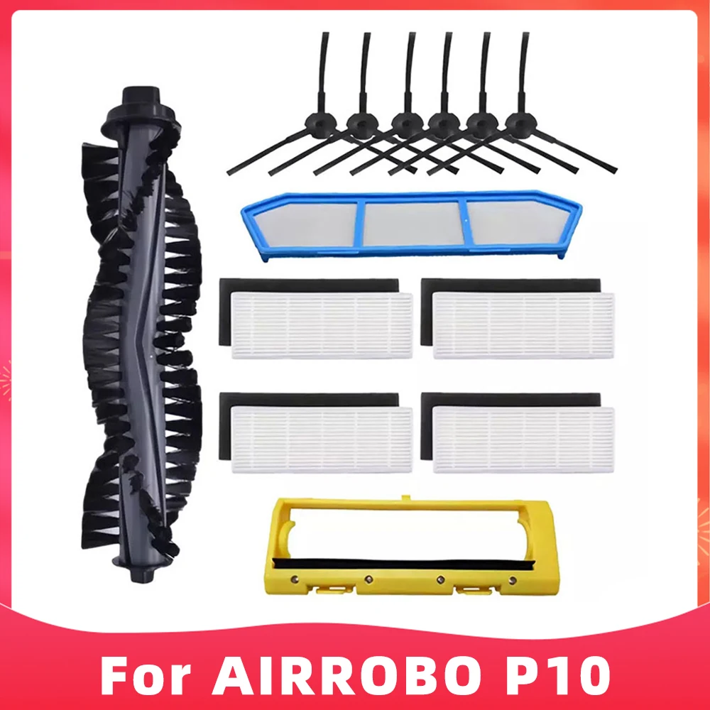 Replacement Parts for AIRROBO P10 Robot Vacuum Clenaer Spare Parts Accessories Kit Main Brush Side Brush Hepa Filter Brush Cover