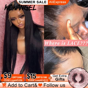 34inch Real HD Lace Front Wig Pre Plucked Straight Hair 13x6 HD Transparent Lace Frontal Human Hair 