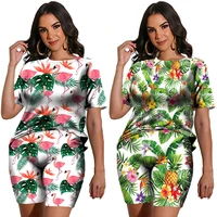 summer two piece set colorful floral 3d printed womens teesshortssuit casual couple outfits beach club hawaiian style clothes