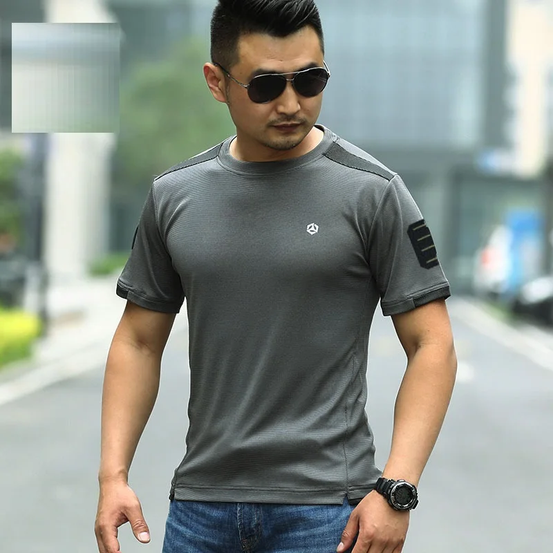 

2022 New fashion Summer outdoor quick-drying T-shirt men's breathable sports short sleeves loose military tactical t shirts tops
