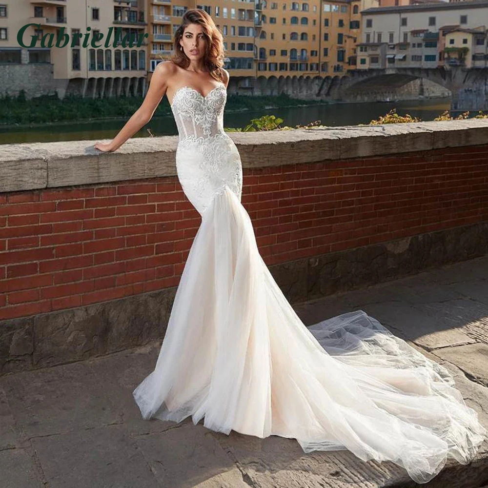 

Gabriellar Exquisite Wedding Dresses For Women Sweetheart Appliques Trumpet Backless Wedding Gown Robe De Mariée Custom Made