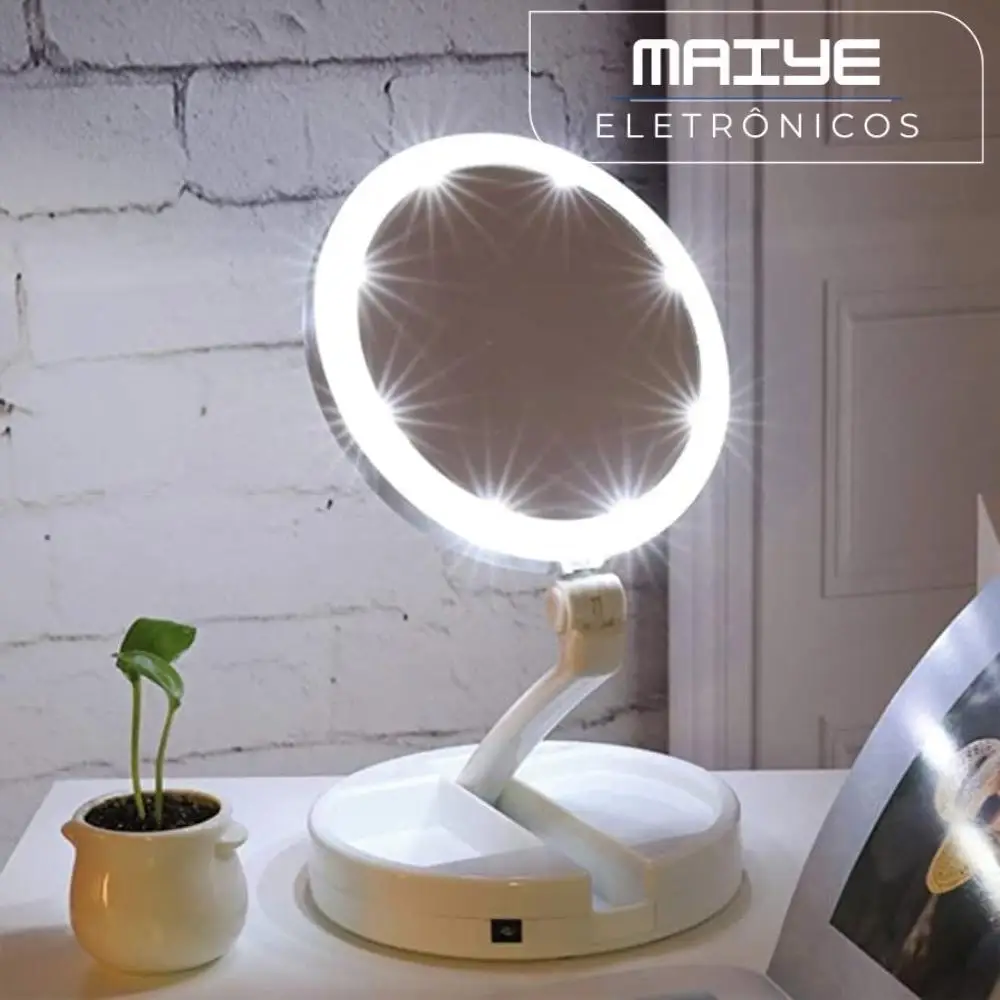 

10x Led Folding Light With Increasing Table Led Mirror For Makeup