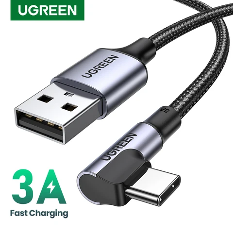 UGREEN 90 °   Угловой USB-C кабель L-образной формы для iPhone 17, Samsung, Xiaomi: быстрая зарядка QC3.0 Type-C, кабель-уголок для гейминга
