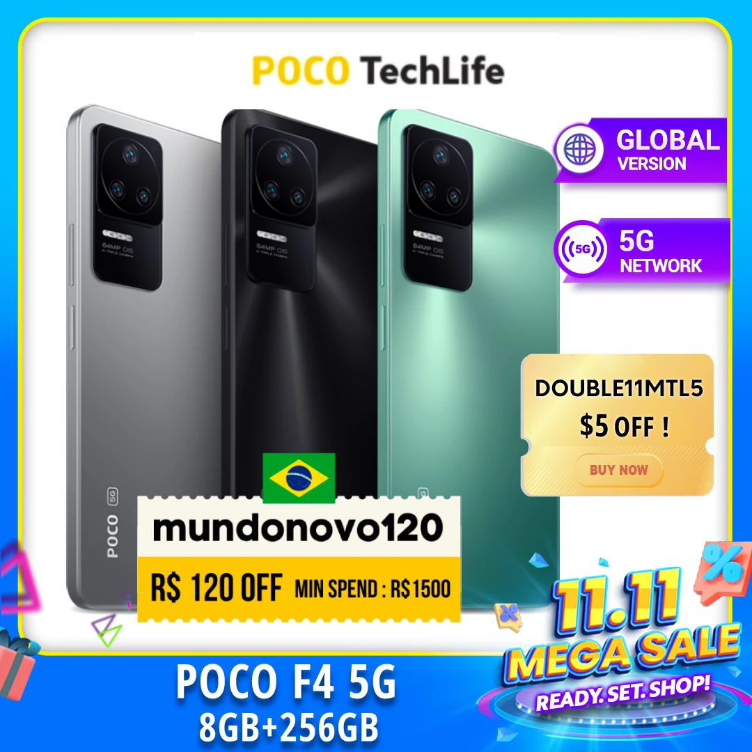 Kup [Wersja Globalna] POCO F4 5G 256GB - Snapdragon 870 - 128GB / 256GB (nowy I Szczelny) Smartfon Z Androidem Telefon Komórkowy