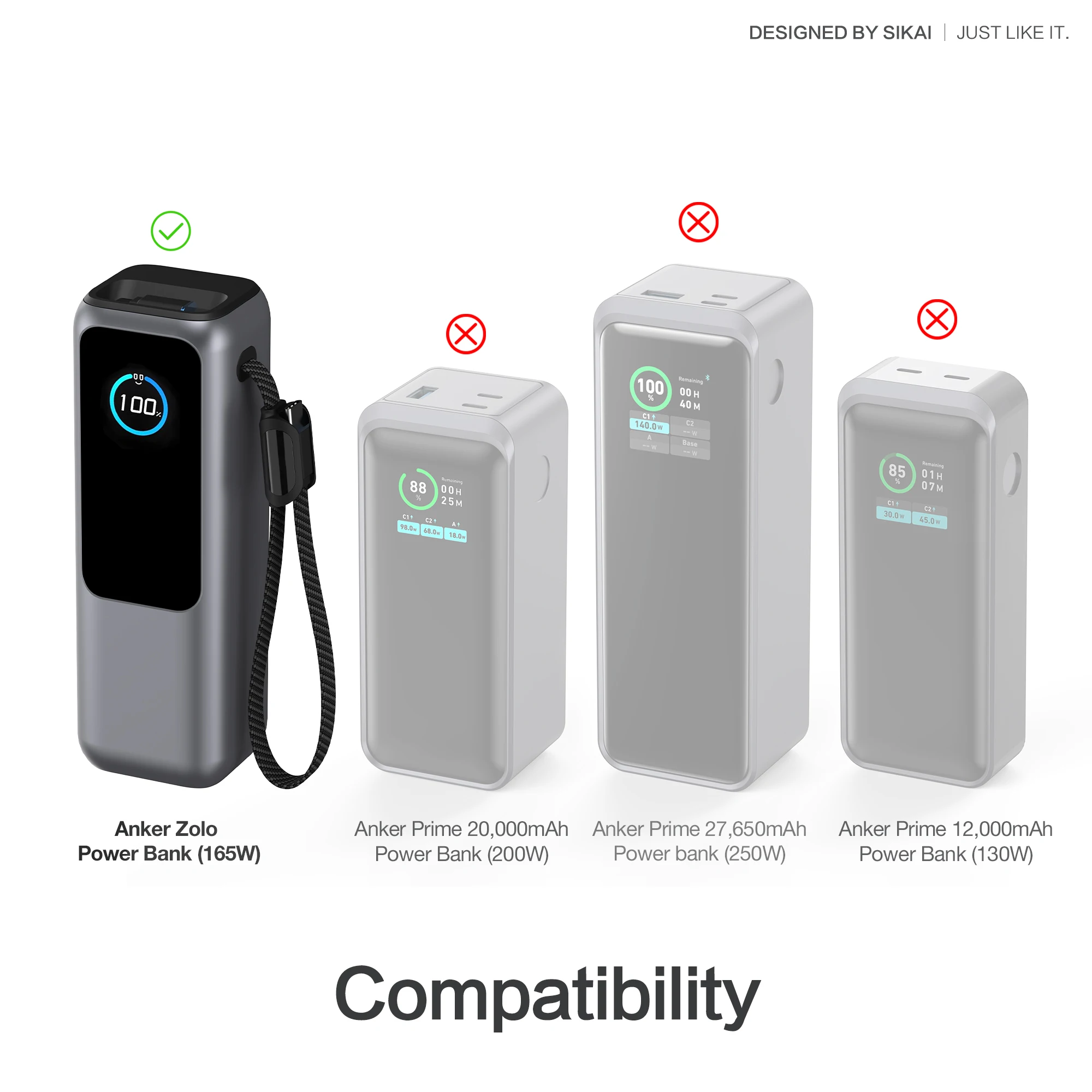 Фото Силиконовый чехол для Anker Zolo 25000 мАч, 165 Вт, внешний аккумулятор, защитный чехол для TF/SIM-карты, сумка для хранения PIN, портативный дорожный чехол №3