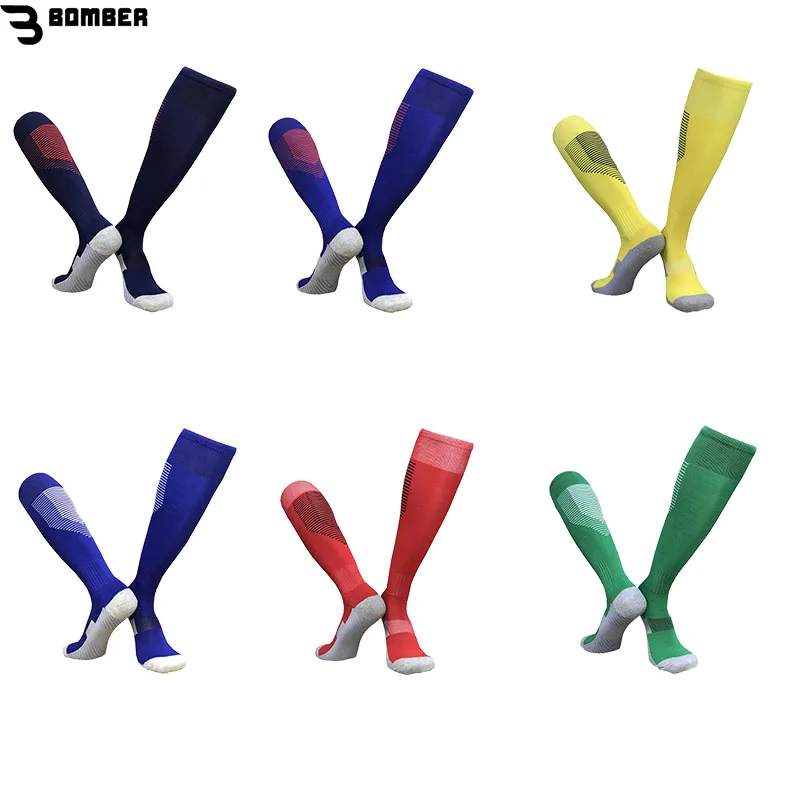 

Профессиональные нескользящие спортивные носки в полоску для взрослых и детей, Нескользящие, высокого качества, новые футбольные чулки, Компрессионные носки