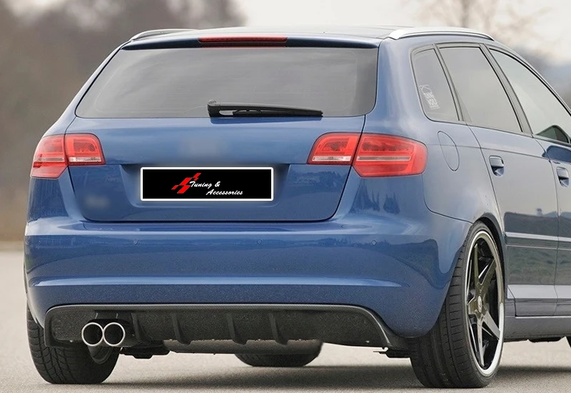 Rear Bumper Diffuser For Audi A3 8P S3 2008 - 2010 Left Dual Outputs Gloss Black Surface Plastic Rear Wing Piano Black A3 Kit