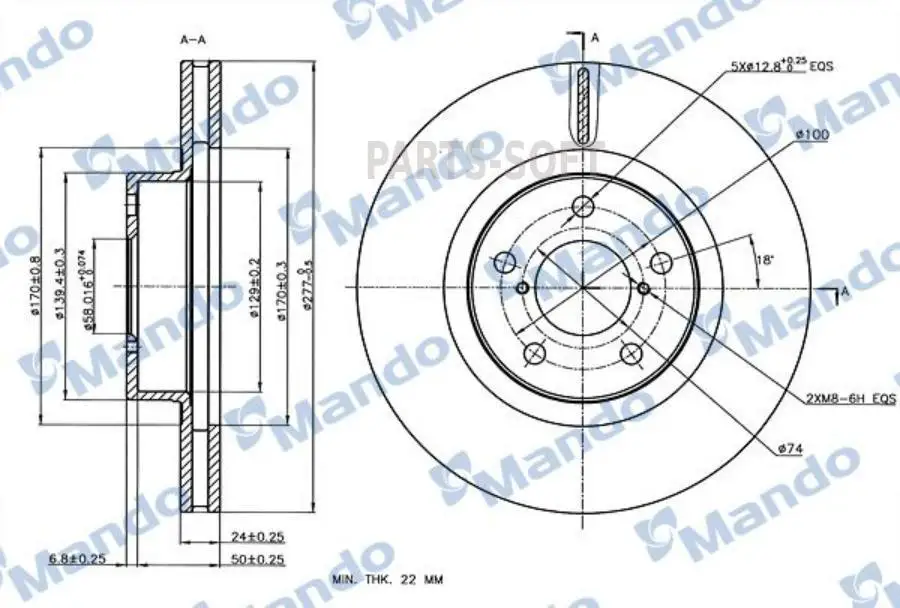 MANDO MBC035405 Диск тормозной