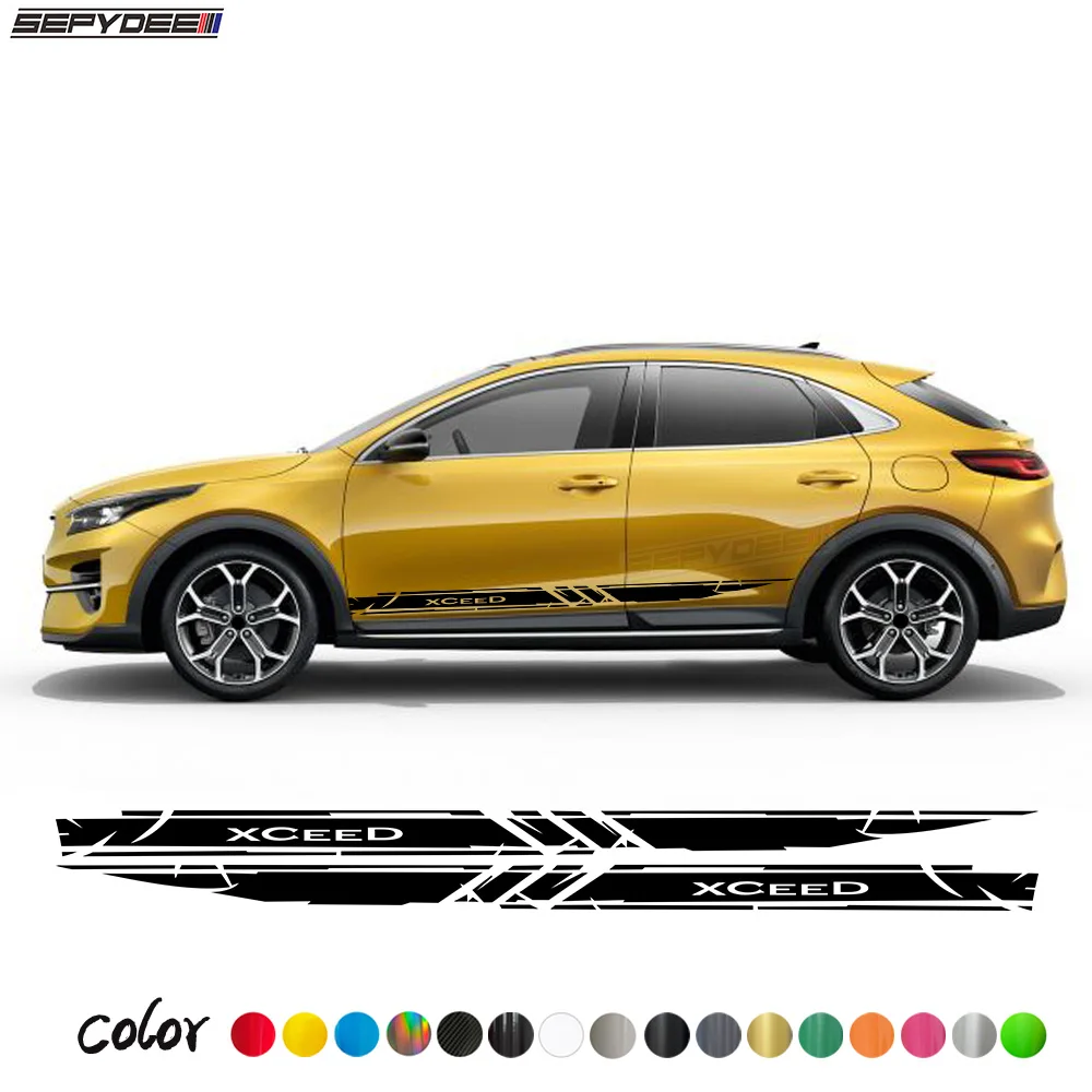 

2Pcs Car Door Side Stripes Sticker Racing Sport Auto Body Text Graphic Vinyl Decals For Kia XCeed GT Line Car Tuning Accessories