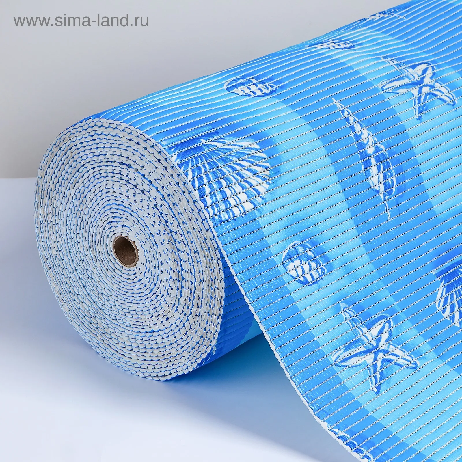 Коврик для ванной комнаты Ракушки ширина 65 см рулон 15 м цвет голубой