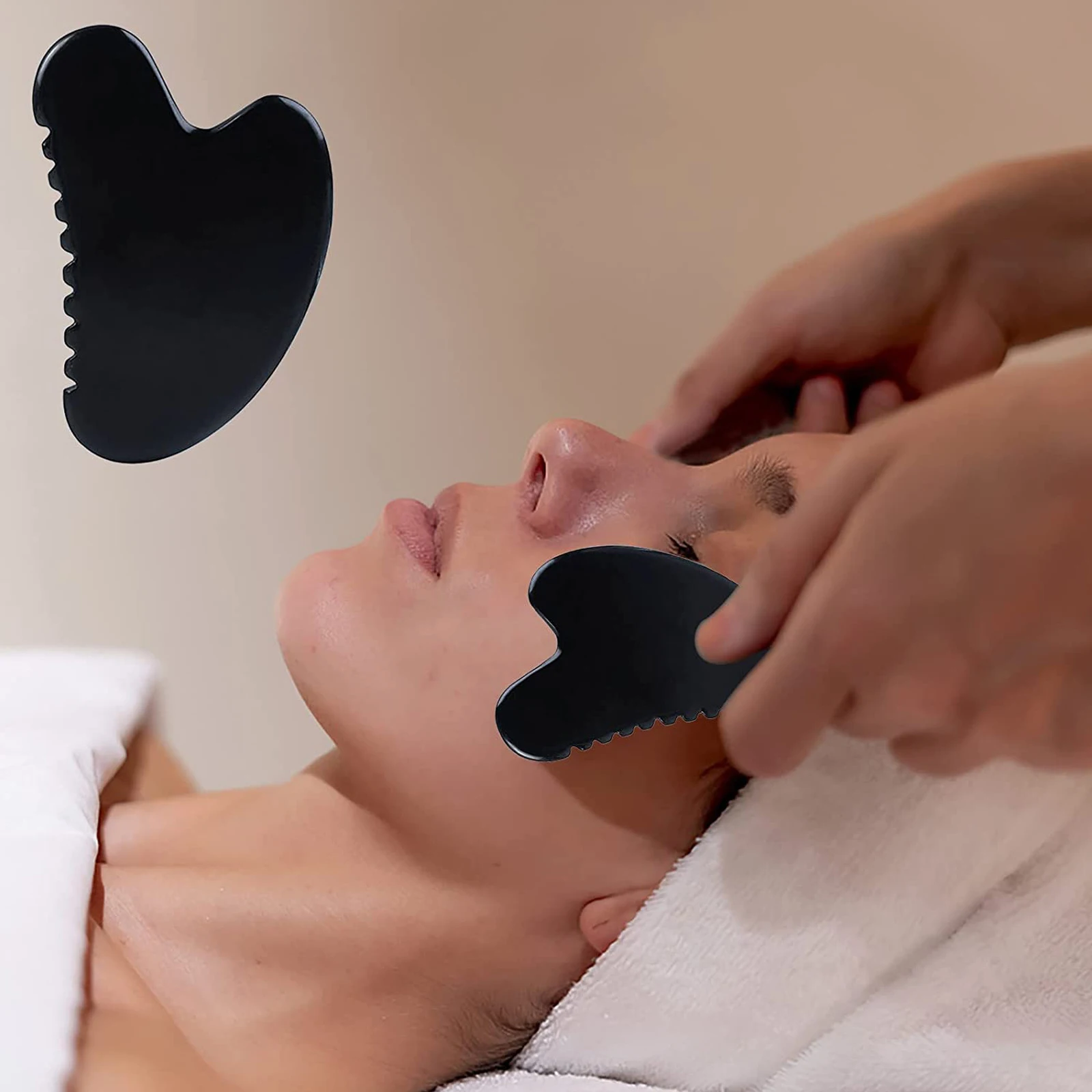 Скребковая доска Gua Sha из перьев с зазубренными краями для массажа лица