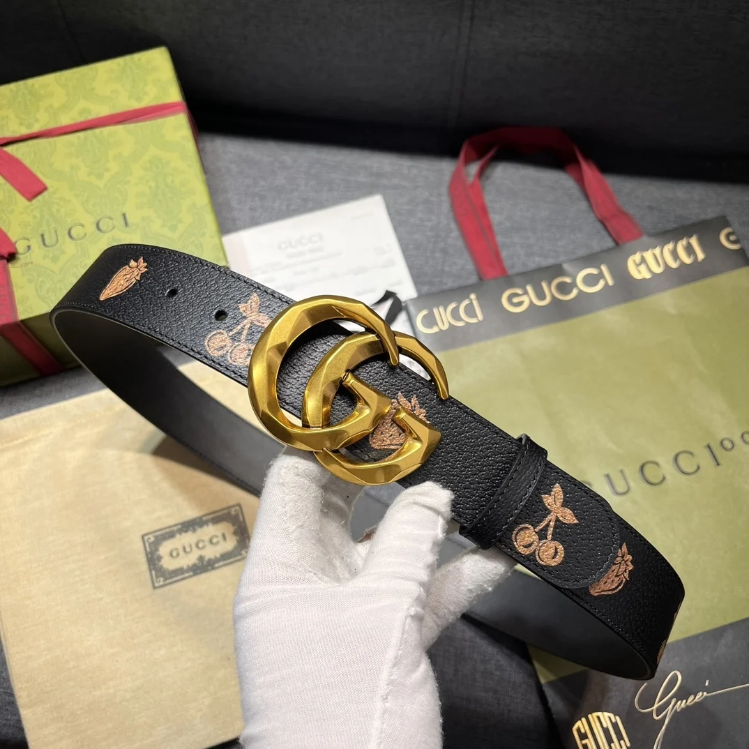 ln Стиль Ремень Gucci Новый GG Marmont Коллекция Двойной G Пряжка Классический Кожаный