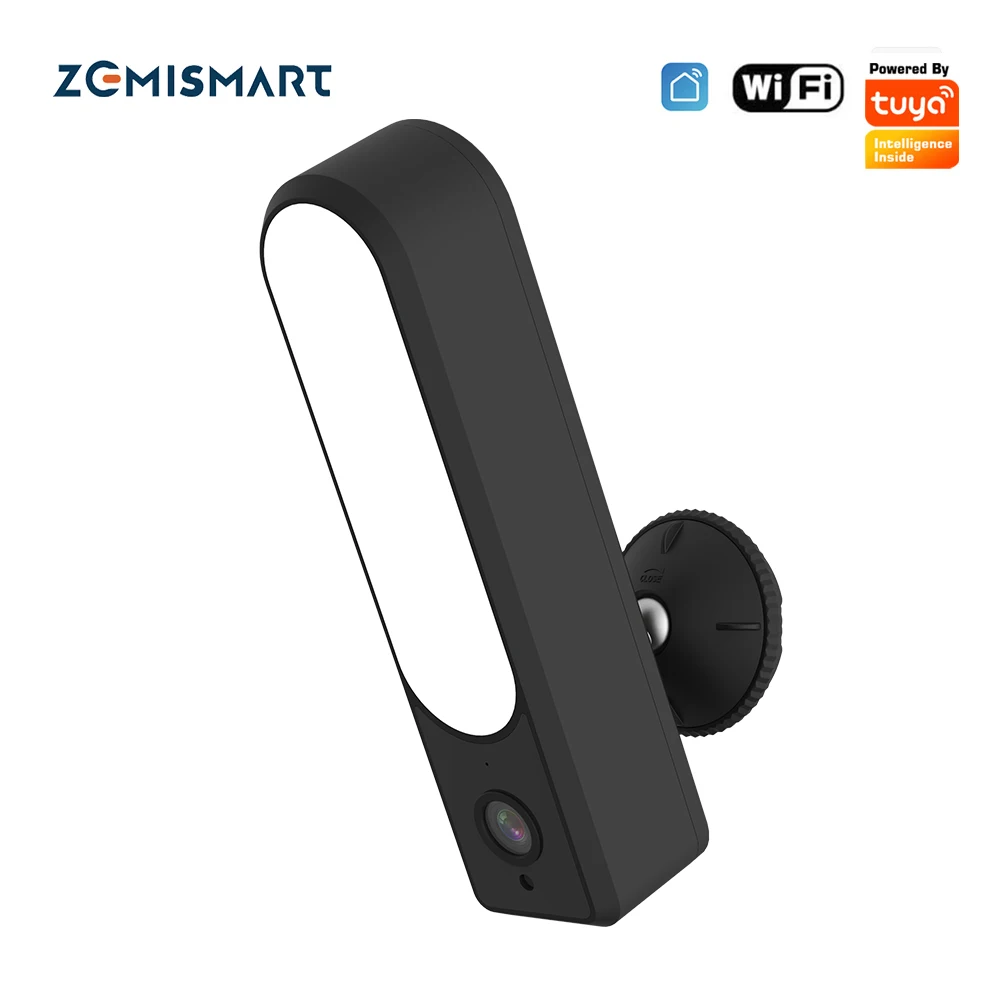 Zemismart – caméra de Surveillance extérieure WiFi HD, étanche, avec projecteur LED, Audio bidirectionnel, voix Alexa, Tuya