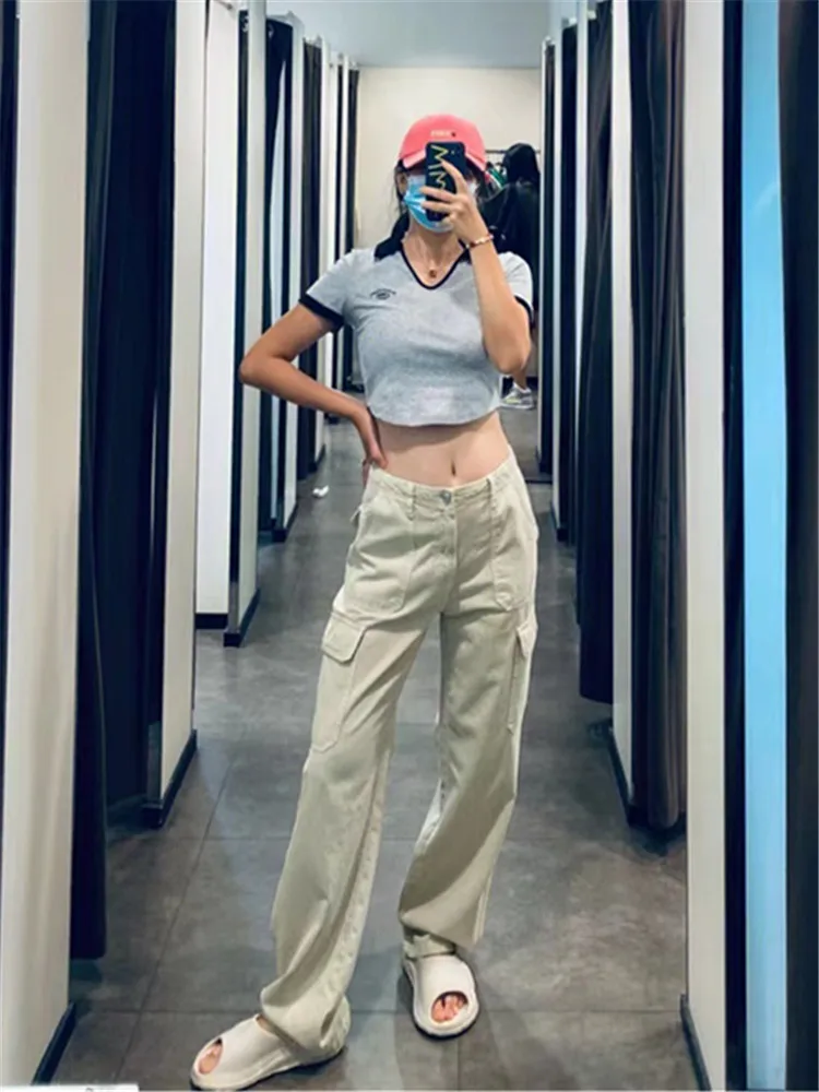 

Женский свободный комбинезон PB & ZA, повседневный однотонный комбинезон с карманами и высокой талией, модель 5520/265 на осень