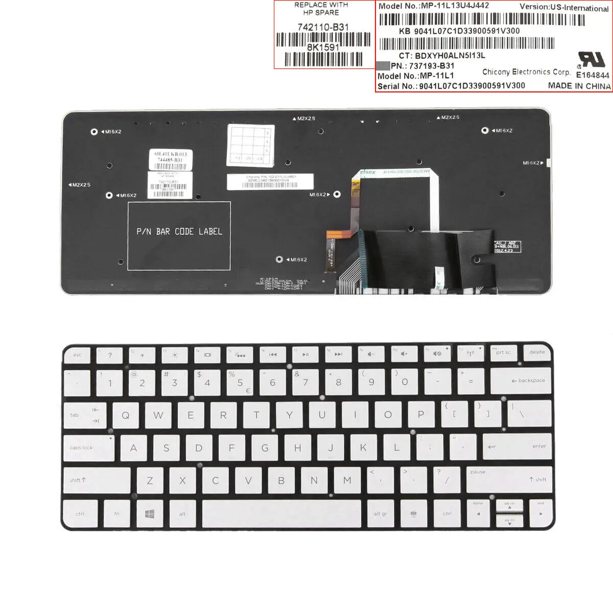 

Laptop English Layout Keyboard Replacement For HP Spectre 13-h200 13-h205eg 13t-h200(NO FRAME,Backlit)WIN8 US