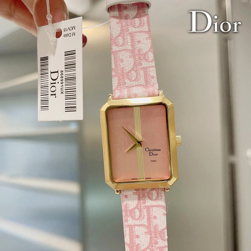 Ювелирные изделия для женских часов в стиле Dior роскошные розовые часы квадратный