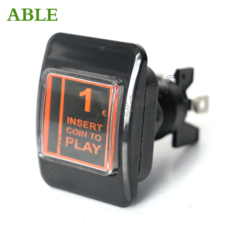 

1pcs 1€ Push Button For Credit Arcade Coin Operated Euro Game LED Push Button With Micro Switch