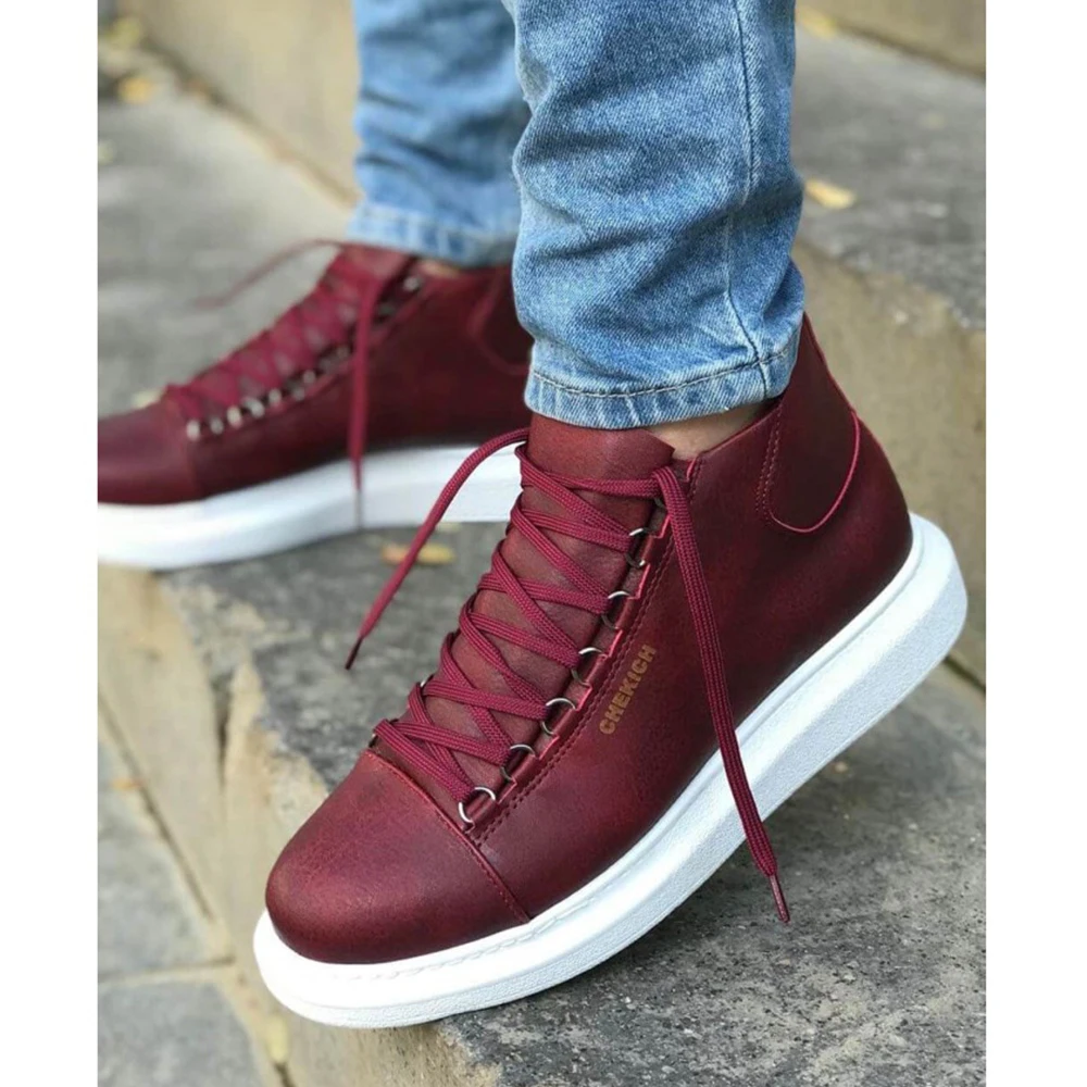 Men's and Women's Shoes Burgundy 2023 Faux Leather Fall Season Lace Up Unisex Sneakers Comfortable Ankle Gentlemen's Fashion Office Trekking Outdoor Light Odorless Breathable Warm Boots Non Slip Snow 258