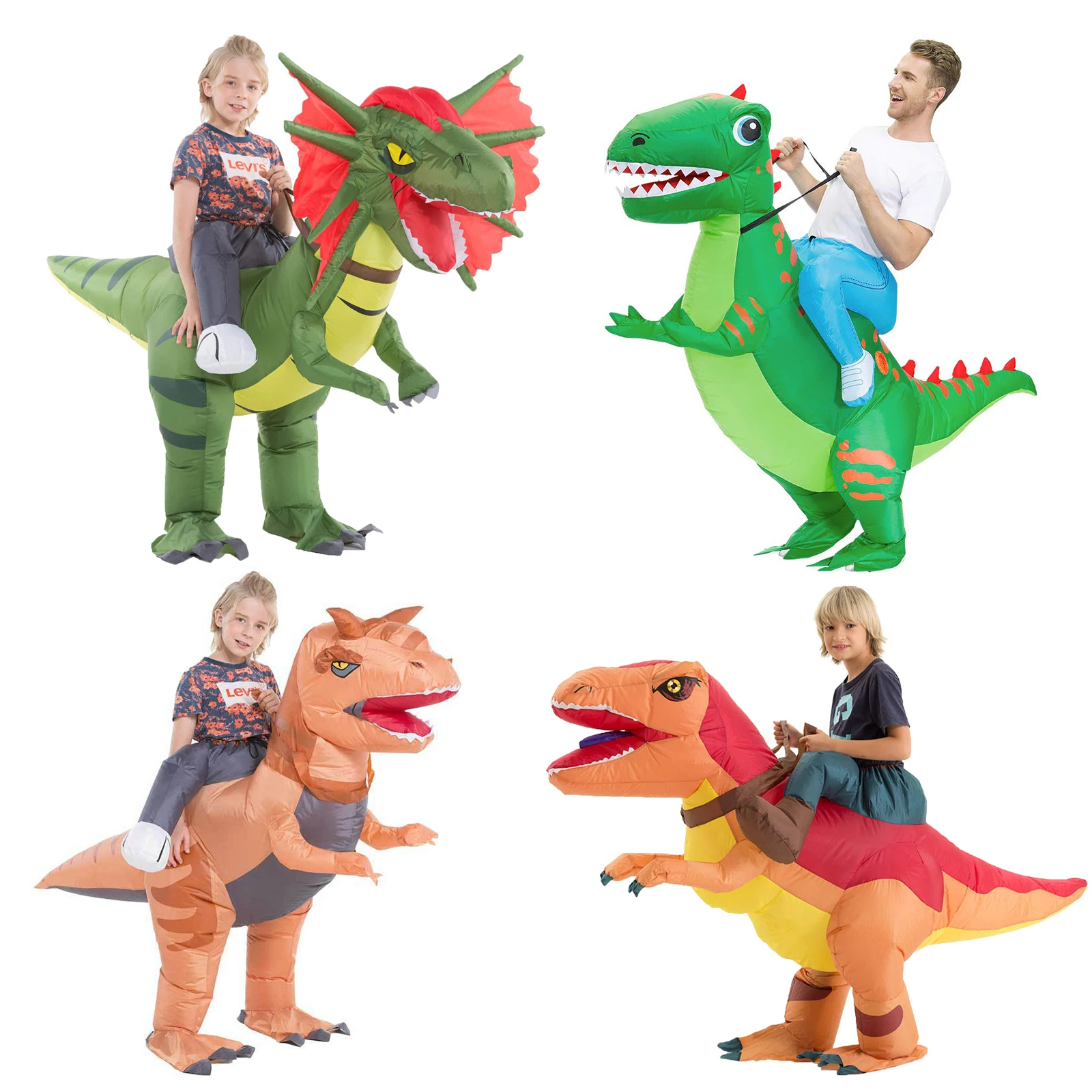 

Adult Kids Dinosaur Inflatable Costume Fancy Dress Mascot Purim Halloween Party Cosplay Costume For Men Women Dino Cartoon