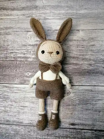 Куклы ручной работы.Мягкая игрушка заяц.Игрушка для малыша.Вязанный зайка.символ 2023. кролик с длинными ушами.п