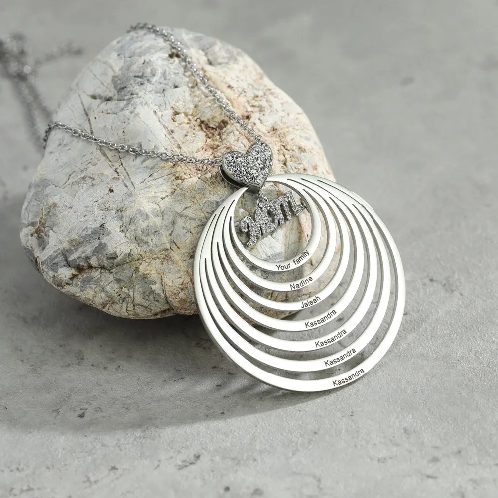 Подарок на день матери 2023 кольца с гравировкой имени заказ ожерелье кулон в форме